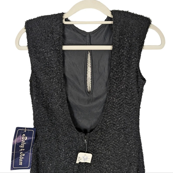 NWT Vintage Betsy & Adam Black Sparkle Midi Cocktail Party Dress Open Back 5/6 - Picture 14 of 16